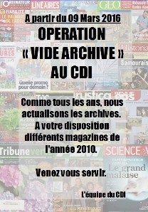 Vide archive au CDI